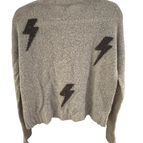 Rails Heather Gray Sweater with Black Lightning Bolts - Picture 2 of 3